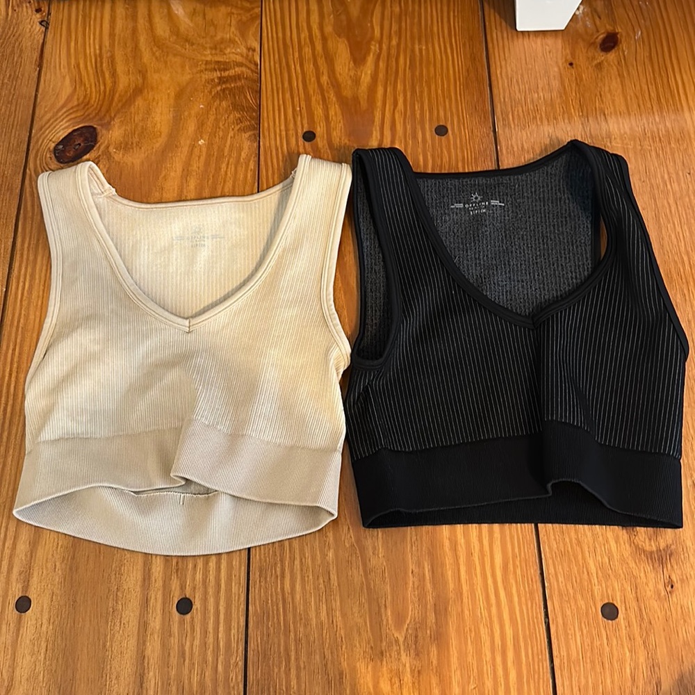 Black and beige offline by aerie workout tank top